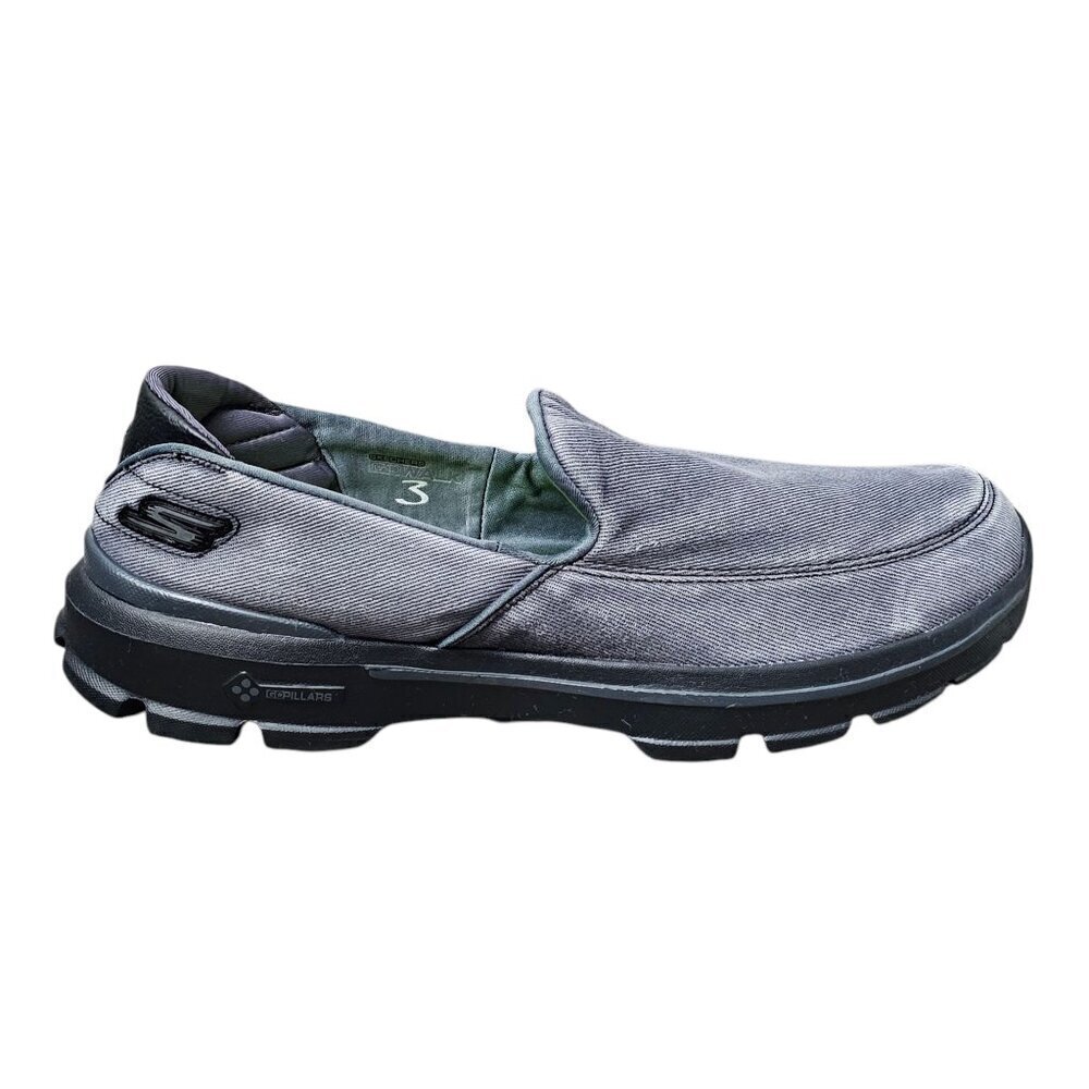 SKECHERS GOwalk 3 Attain Goga Mat Gray Slip On Loafers Walking Shoe Men's
